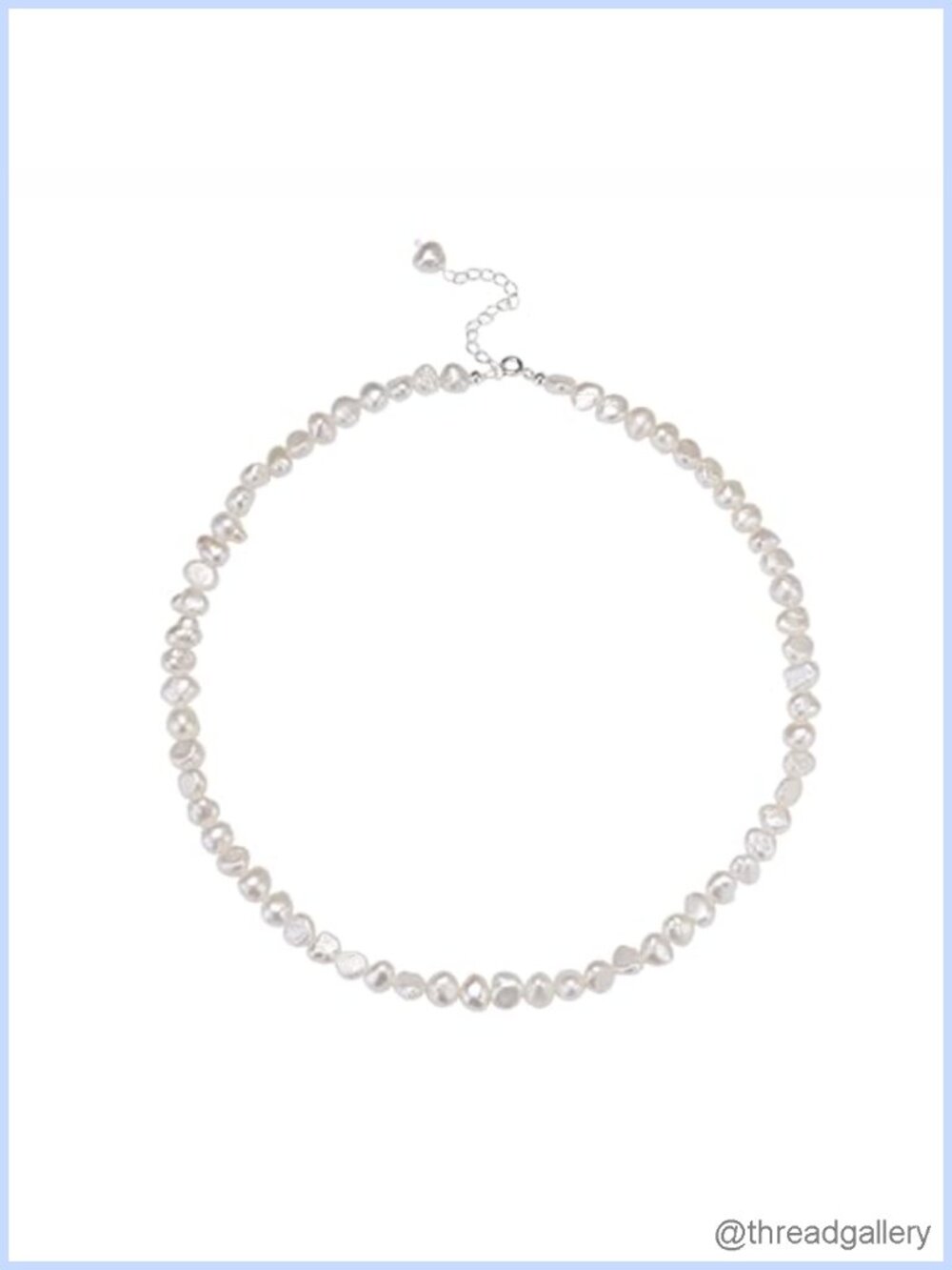 Freshwater Baroque Pearl Strand Choker Necklace S925 Silver Adjustable 16-18in